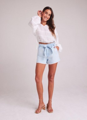  Shorts | Damen Bella Dahl Marigold Fray Sash Short - Beach Cove Wash
