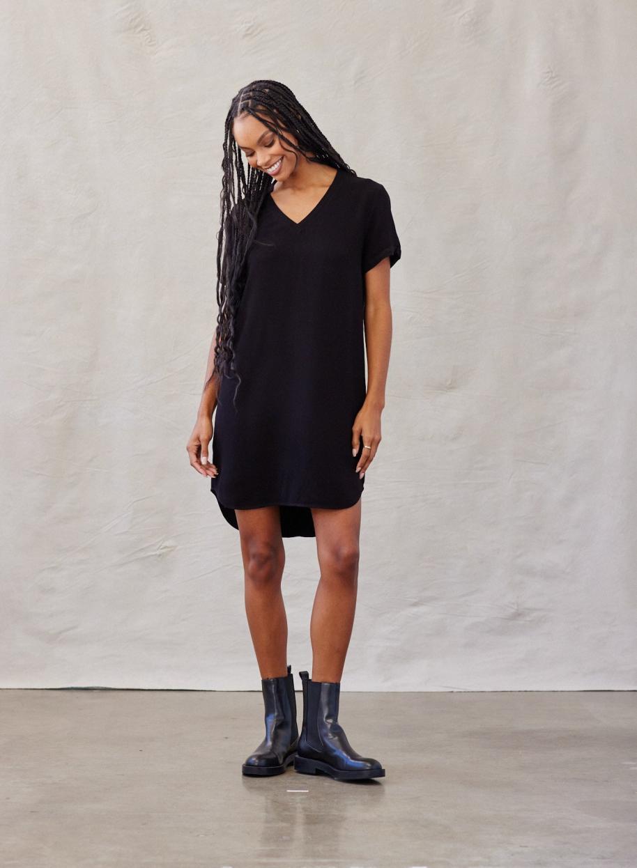 Mini Dresses | Women Bella Dahl V-Neck Tee Dress - Vintage Black